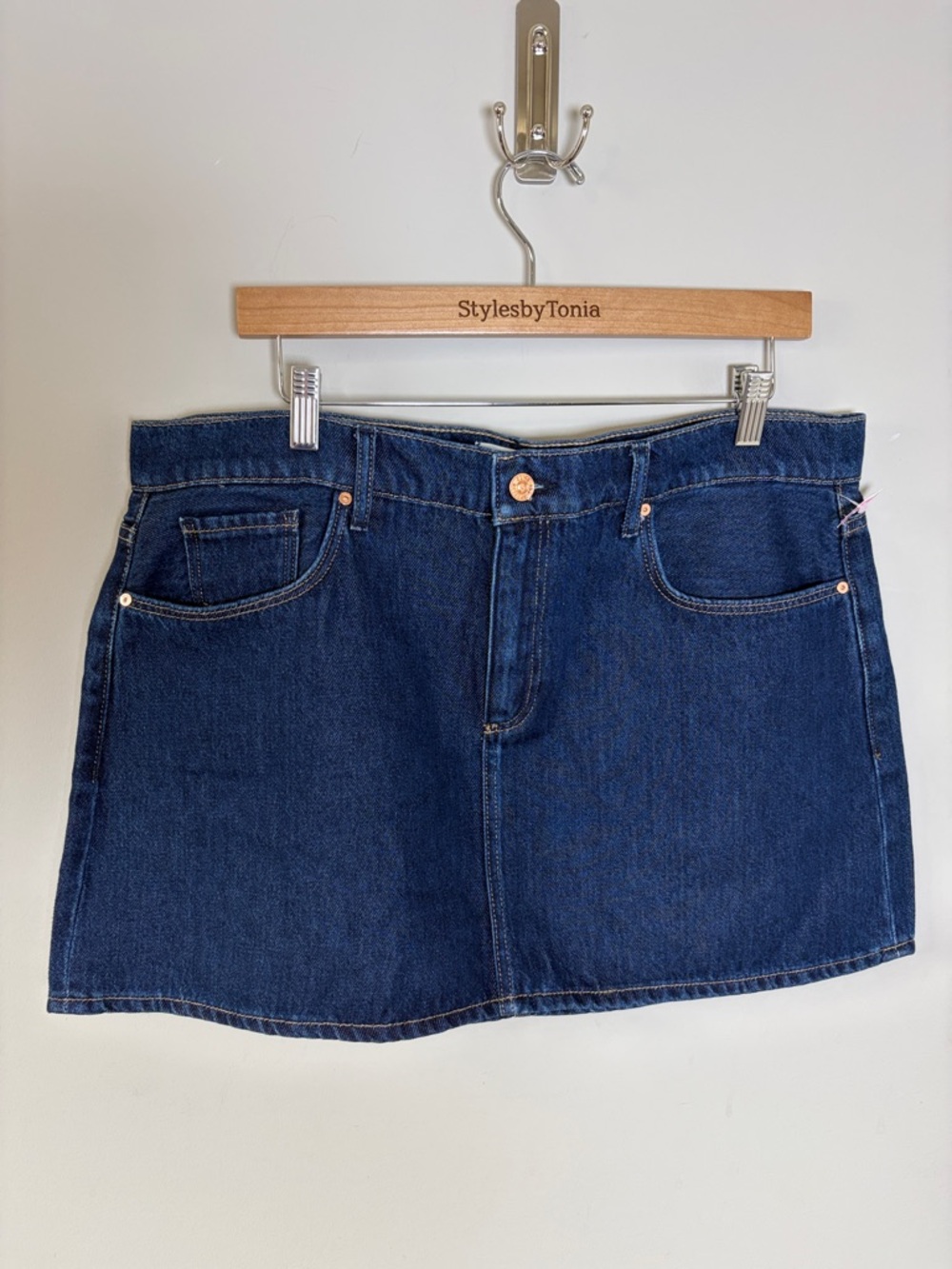 Paige Ryder Skirt Dark Wash Michiru Relaxed Fit Raw Hem Sz 32 NEW - Picture 3 of 11